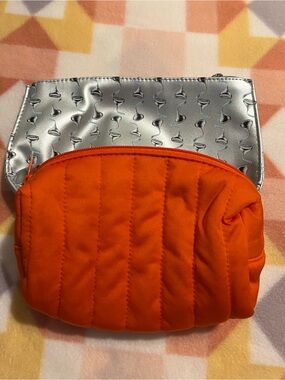Bright Orange and Silver Hershey Kisses Cosmetic Bags